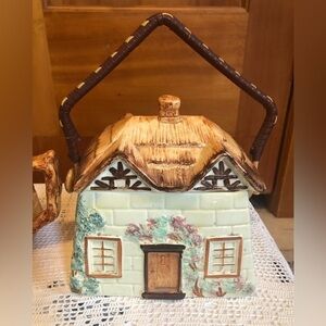 KEELE ST.Pottery,CO. LCD/ England/ hand painted Tea Pot/w cookie jar/cream/sugar